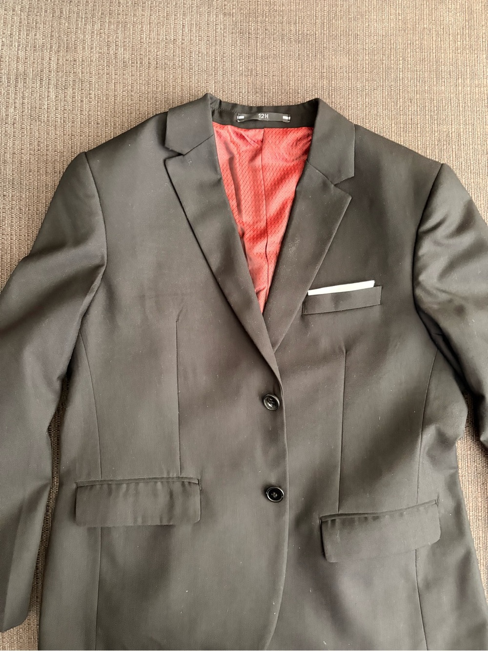 Boy’s Black Two-Button Blazer suit with Red Lining